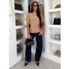 Hnědý elegantní pohodlný oversize svetřík BELLISIMA