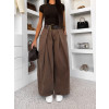 Hnědé wide leg dlouhé široké džíny LUVINA