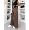 Hnědé wide leg dlouhé široké džíny LUVINA