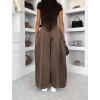 Hnědé wide leg dlouhé široké džíny LUVINA