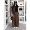Hnědé wide leg dlouhé široké džíny LUVINA