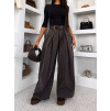 Tmavě hnědé wide leg extra široké džíny LUVINA