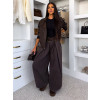 Tmavě hnědé wide leg extra široké džíny LUVINA