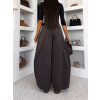 Tmavě hnědé wide leg extra široké džíny LUVINA