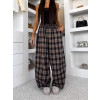 Modro hnědé kostkované široké stylové tepláky PANTALONA