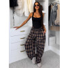 Modro hnědé kostkované široké stylové tepláky PANTALONA
