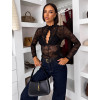 Černé elegantní krajkové body MARIELA s dlouhým rukávem