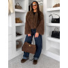 Hnědý faux fur kožešinový kožíšek kabátek GLARIA