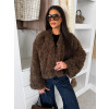Hnědý faux fur kožešinový kožíšek kabátek GLARIA