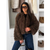 Hnědý faux fur kožešinový kožíšek kabátek GLARIA