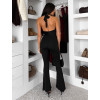 Černý elegantní dlouhý overal GALVETA s výstřihem