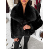 Černý faux fur kožešinový kabátek AURALIE s límcem