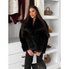 Černý faux fur kožešinový kabátek AURALIE s límcem
