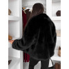Černý faux fur kožešinový kabátek AURALIE s límcem