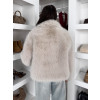 Krémový faux fur kožešinový kabátek AURALIE s límcem