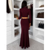 Vínový dvojdílný elegantní dlouhý komplet JORELA se sukní