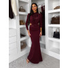 Vínový dvojdílný elegantní dlouhý komplet JORELA se sukní