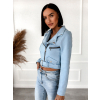 Modrá semišová bundička ROSEY s páskem