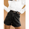 Černé kraťasy KISS s páskem