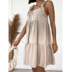 Béžové volnější šaty APPEAL s volánky