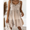Béžové volnější šaty APPEAL s volánky