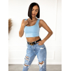 Světle modrý jednoduchý crop top ISAAC