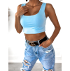 Světle modrý jednoduchý crop top ISAAC