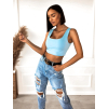 Světle modrý jednoduchý crop top ISAAC