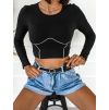 Černý crop top CONTOUR s dlouhým rukávem