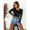 Černý crop top CONTOUR s dlouhým rukávem