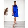 Královsky modré lesklé šaty FUENTE s vázáním kolem krku