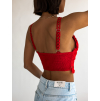 Červený krajkový crop top TIMER na ramínka
