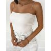 Žebrovaný crop top SUMMER s ozdobnými ramínky