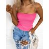 Žebrovaný crop top SUMMER s ozdobnými ramínky