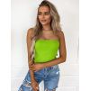Žebrovaný crop top SUMMER s ozdobnými ramínky