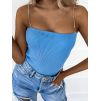 Žebrovaný crop top SUMMER s ozdobnými ramínky