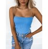 Žebrovaný crop top SUMMER s ozdobnými ramínky