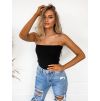 Žebrovaný crop top SUMMER s ozdobnými ramínky