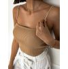 Žebrovaný crop top SUMMER s ozdobnými ramínky
