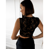 Černý elegantní krajkovaný crop top TRAMMEL