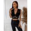 Černý elegantní krajkovaný crop top TRAMMEL