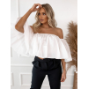 Bílá bavlněná volná crop halenka SPOOK