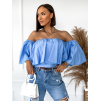 Modrá bavlněná volná crop halenka SPOOK