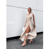 Béžové dlouhé šaty KATIE s vázáním