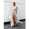 Béžové dlouhé šaty KATIE s vázáním