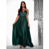 Smaragdové dlouhé lesklé šaty PERFECTLY