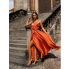 Cihlové elegantní dlouhé šaty FAIRYTALE
