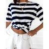 Bílo modré proužkované triko STAMP s odhalenými zády