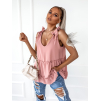 Starorůžový volnější volánkový top VALERIE