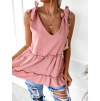 Starorůžový volnější volánkový top VALERIE